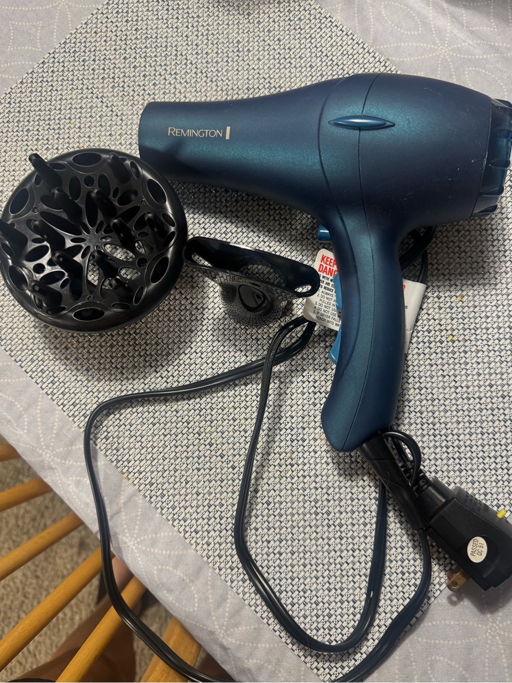 Remington blue hair dryer with attachments